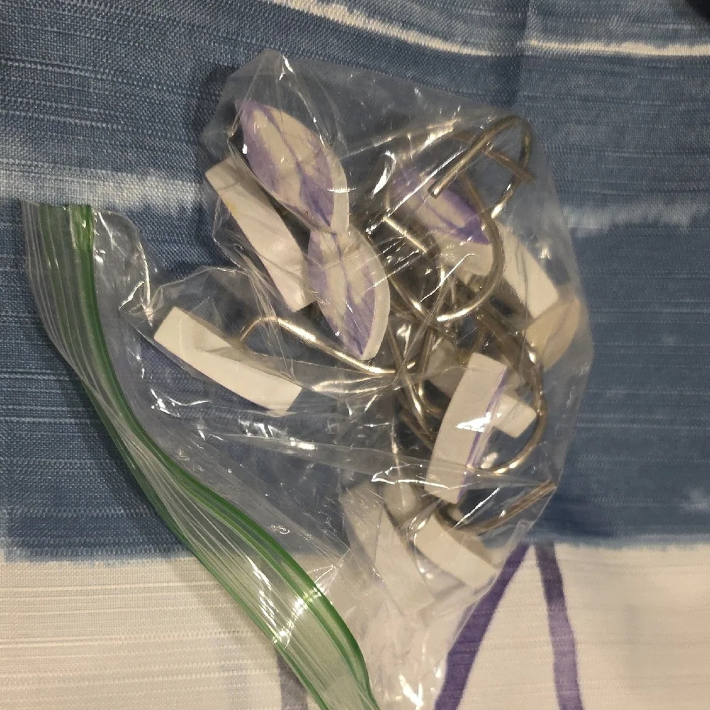 Floral and Striped Shower Curtainl Set